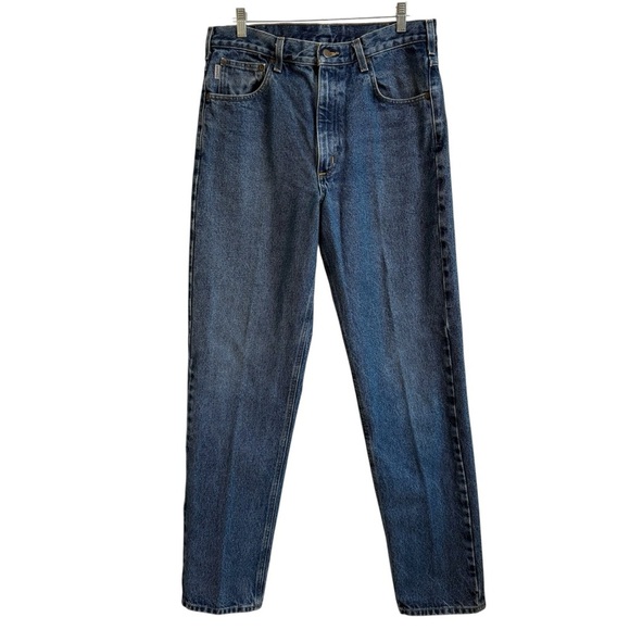 Carhartt Men's Size 34x34 Denim Blue Jeans Relaxed Fit Med Wash Loose Workwear - Picture 1 of 11